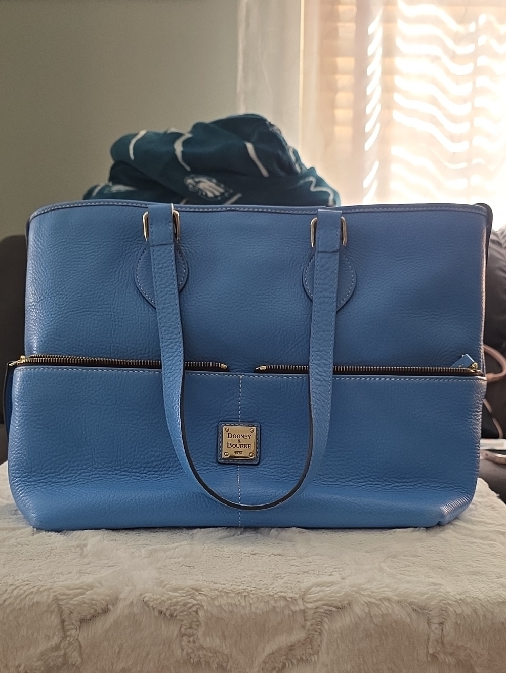 Dooney & Bourke Bright Blue Pebbled Leather Tote